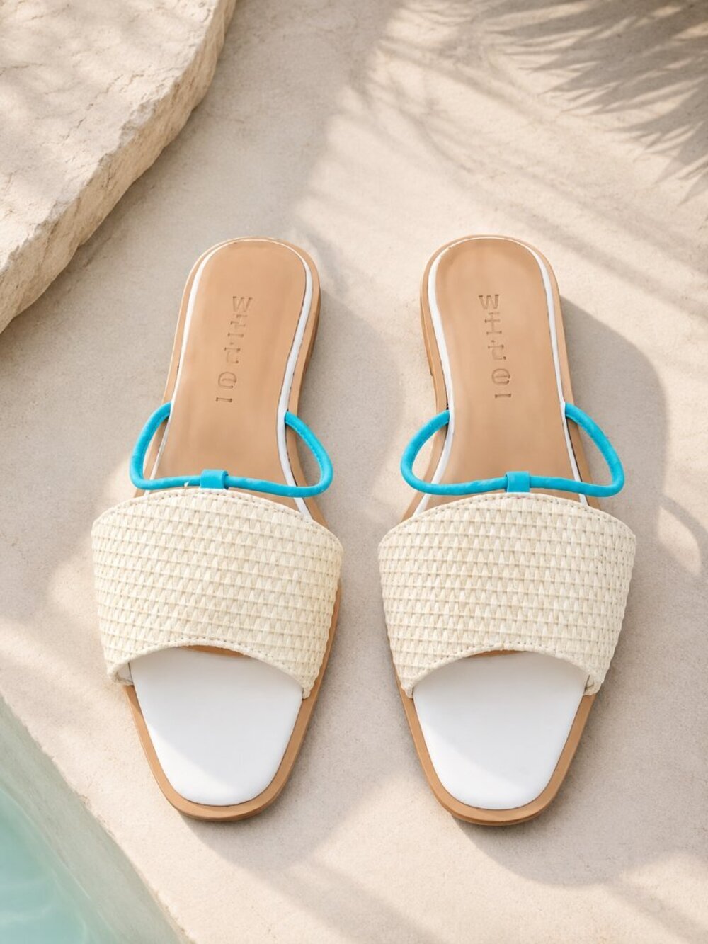 WITE 3‎ Colored Pop Slider Raffia Sandals